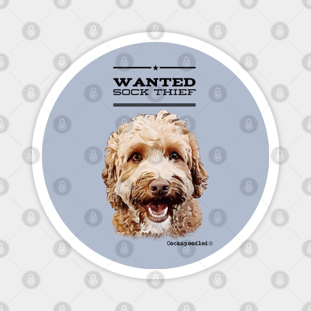Cockapoo / Doodle Dog Sock Thief Magnet by WoofnDoodle 
